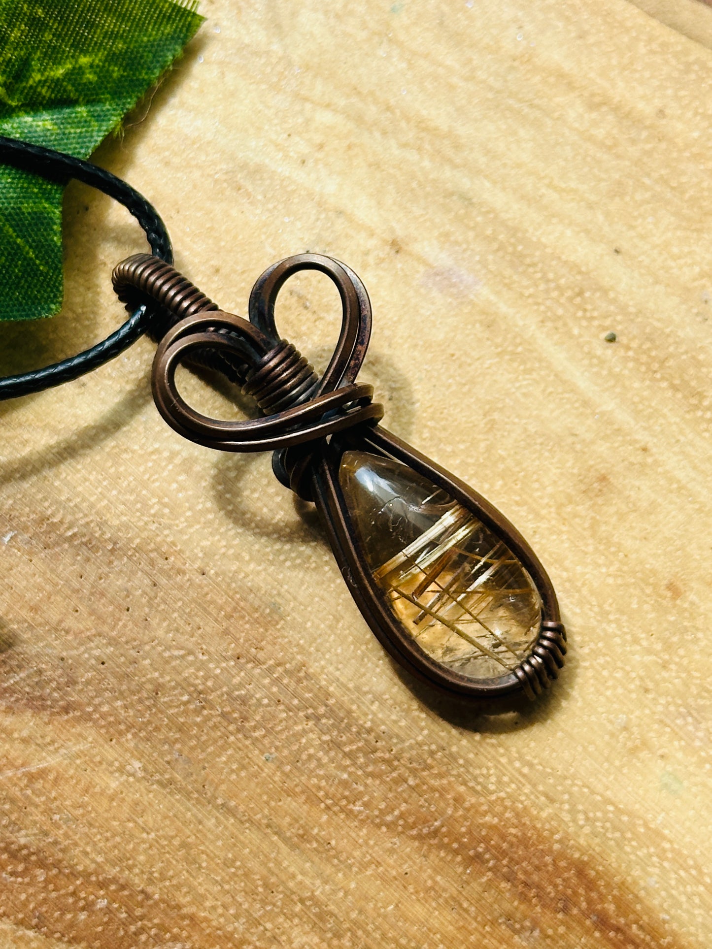 Golden Rutile Wire Wrapped Necklace