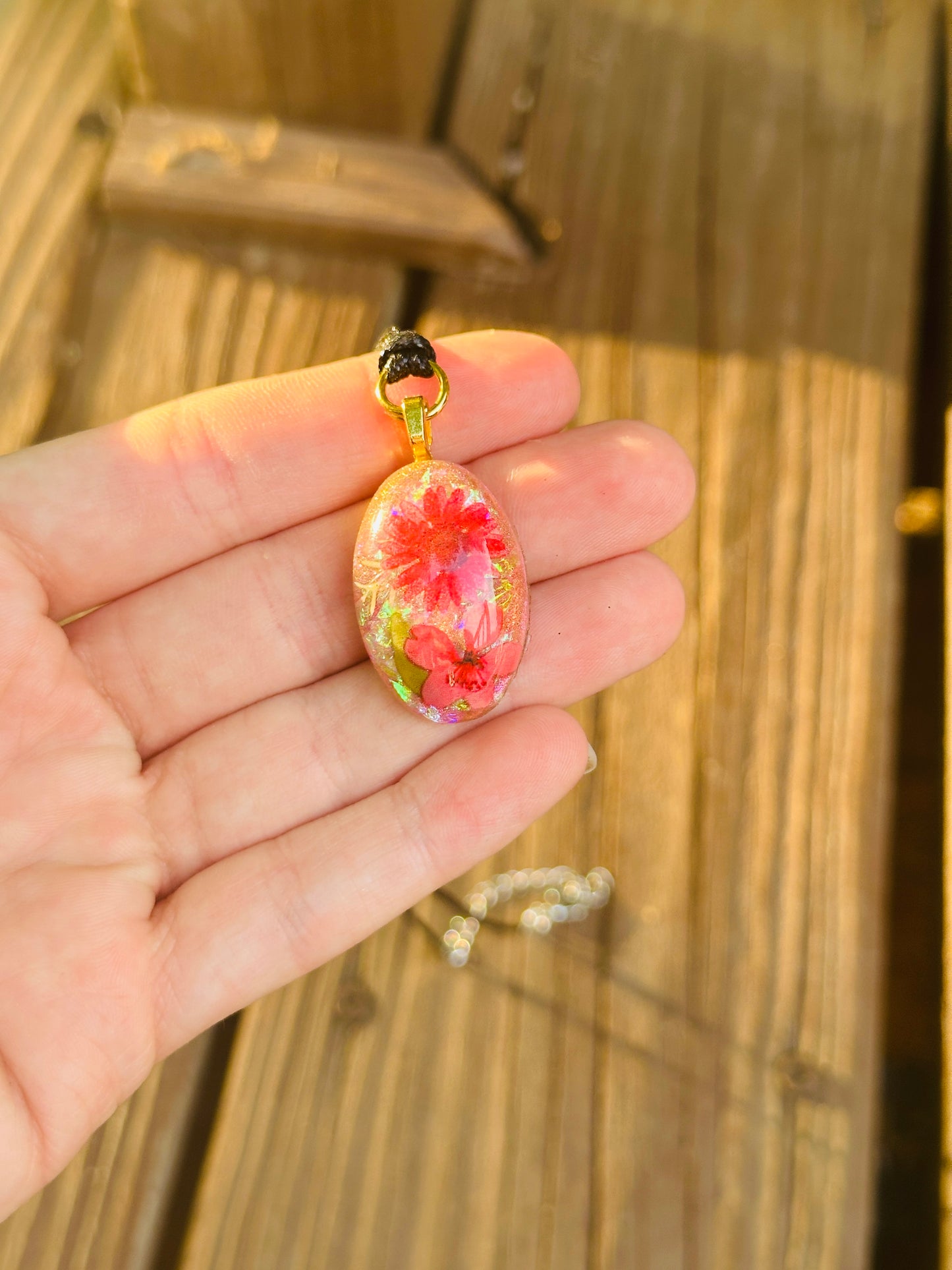 Flower Resin Necklace - Handmade