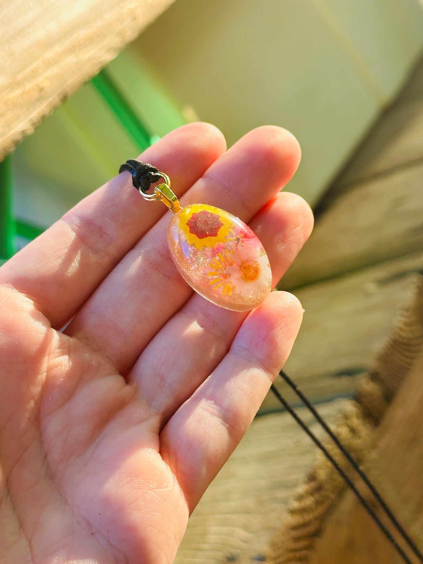 Flower Resin Necklace - Handmade