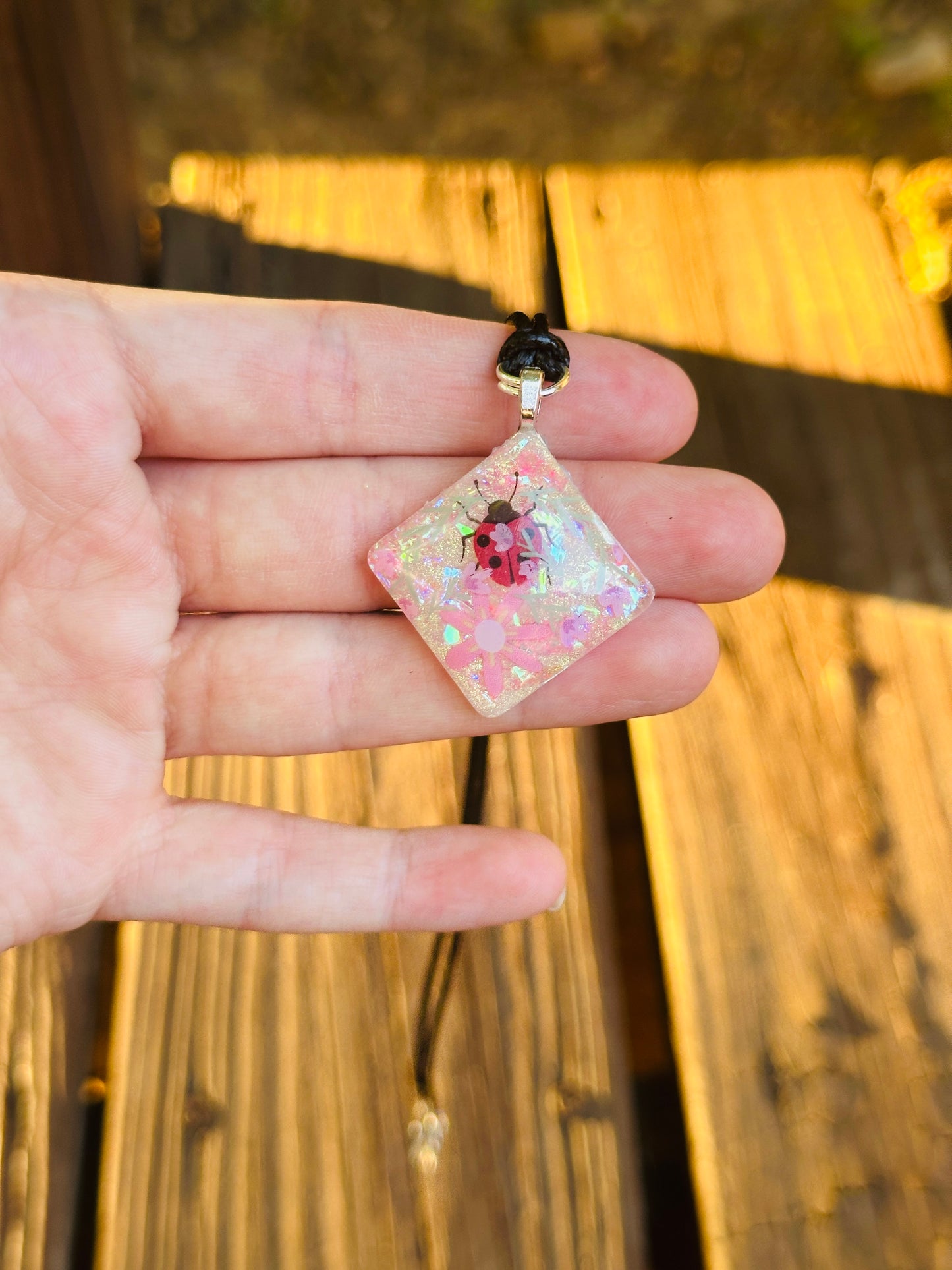 Ladybug Resin Necklace - Handmade