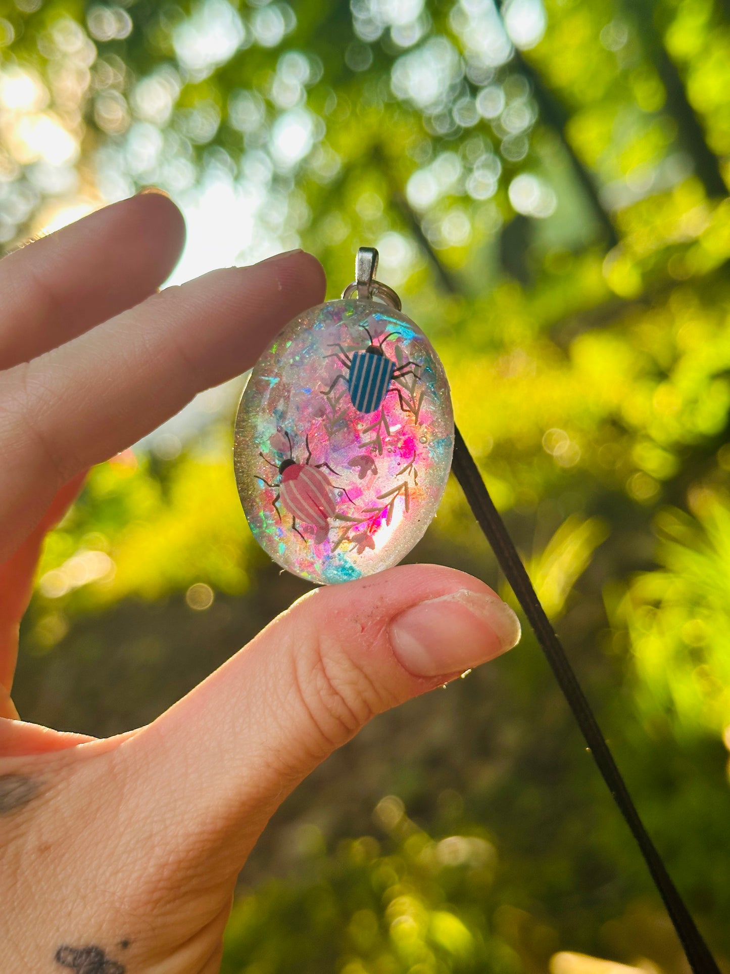 Bug Resin Necklace - Handmade