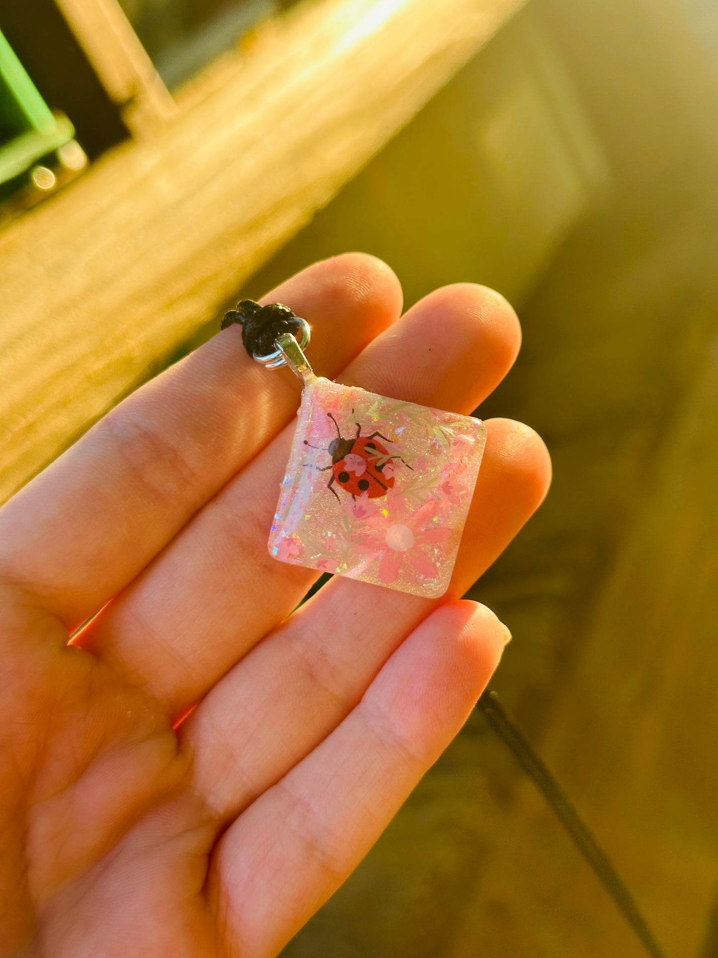 Ladybug Resin Necklace - Handmade