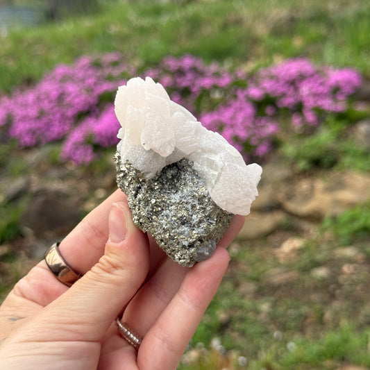 UV Reactive Calcite on Pyrite Matrix